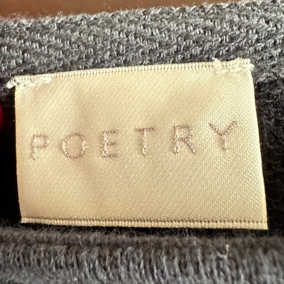 POETRY | Cotton Linen Blend Boxy Embroidered Sweatshirt | Size L - Picture 3 of 6